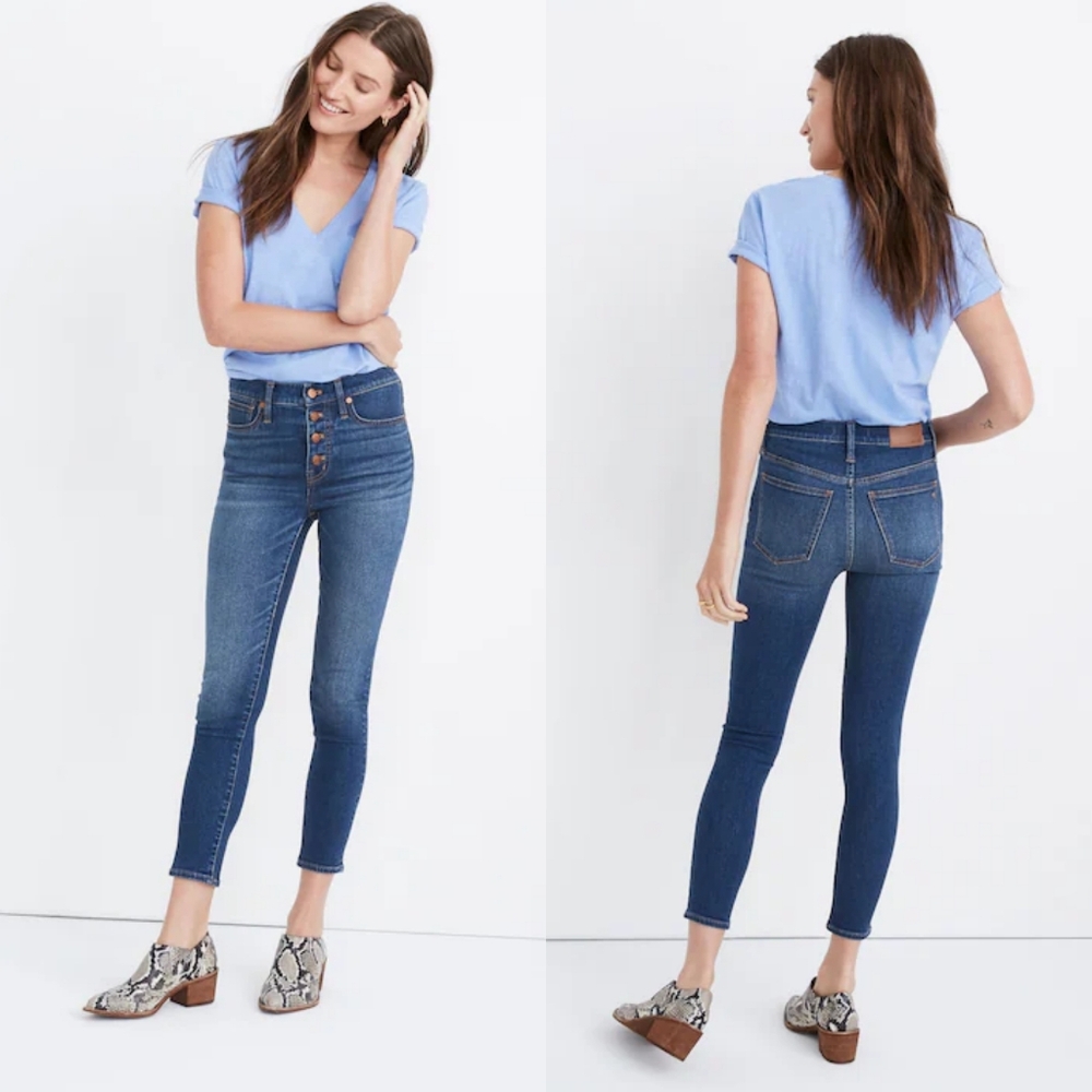 Madewell 9" Mid-Rise Skinny Crop Jeans: Button-Front TENCEL™ Denim Edition